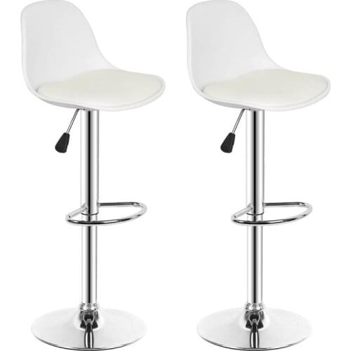 2Pcs/Set Lounge Bar Chairs PU Leather Leisure Chair Lift Height Adjusted Bar Stool Kitchen Home Office Backrest Chair HWC