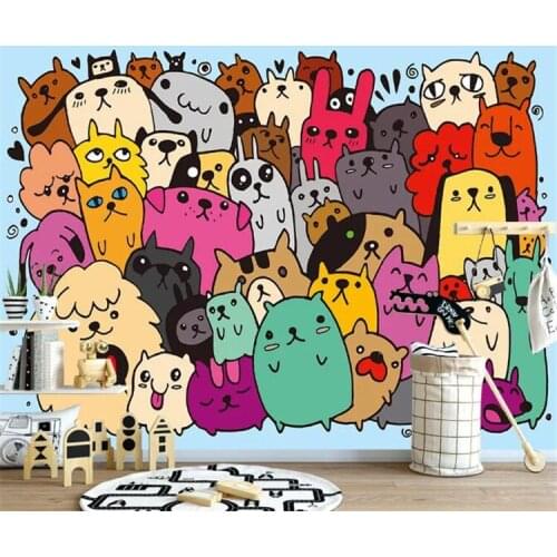Cute Animal 3d Cartoon Wallpaper Mural for Baby Child Bedding Room Sofa Background 3D Cartoon Mural Wall paper Sticker