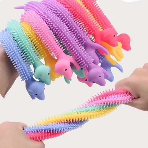 2021 New 3pcs Worm Noodle Stretch String TPR Rope Anti Stress Toys String Fidget Autism Vent Toys Random Color