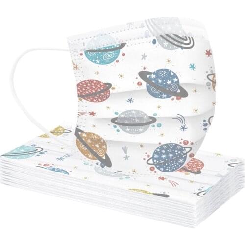 50pcs Cosplay Disposable Mask Kids Universe Printed 3ply Filters Ear Loop Children Mouth Masks Halloween Costume Mascarillas