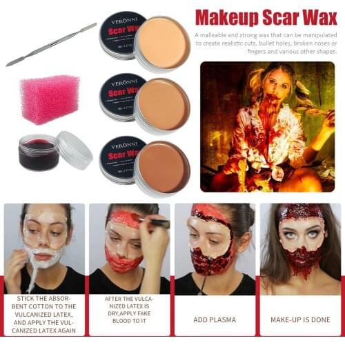 6Pcs/Set Special- Effects Cosmetic Skin Wax 3 Color Repair Cover Scars Body Face Painting Body Fancy Cosmetic Halloween Makeup