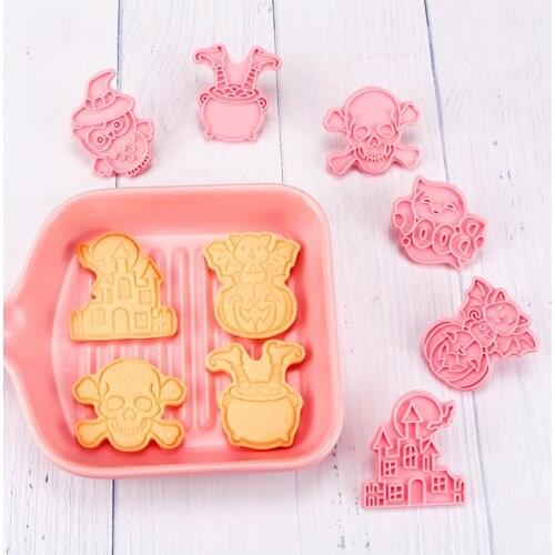 6PCS/lot Halloween Cartoon Cookies Mold Pumpkin Ghost Skull Household Baking Accessories Halloween Supplies Children Gift