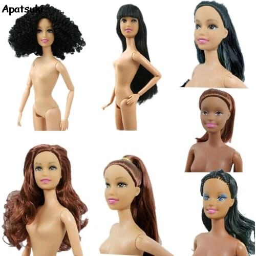 7pcs/lot 7 Style 11.5" BJD Doll Head with Hair for 1/6 BJD Doll Heads for 1:6 Dolls Make Up Head Soft Plastic Dolls Practicing
