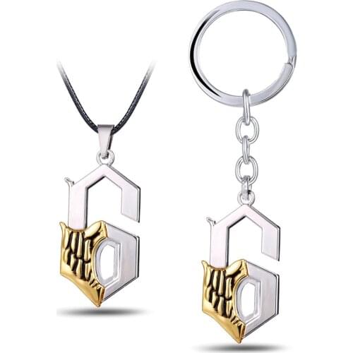 Anime Bleach Arrancar Espada No. 6 Hollow Grimmjow Jeagerjaques Alloy Keychain Keyring Key Chains Pendant Necklace Jewelry