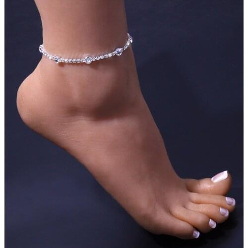 Crystal Chain Anklet Ankle Bracelet for Women Teen Girls Gold Silver Tennis Chain Anklet Fashion Foot Jewelry Gifts