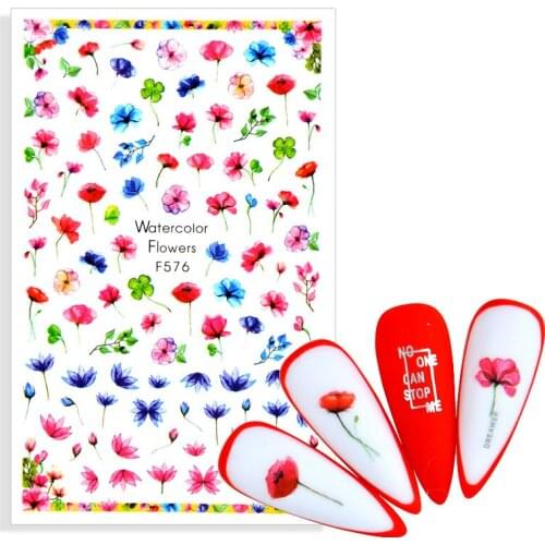 Flower Plant adhesive 3d nail sticker foil nails art decoration cute cartoon designs nail decals manicure supplies tool