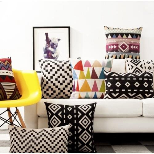 Decorative cushion cover/Ins Nordic Geometry Simple Stripe cotton pillow/Wholesale and retail cushions/Marine style waist