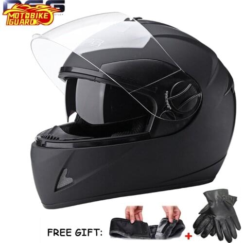Double Lens Motorcycle Riding Helmet Warm Anti-Fog Four Seasons Full Helmets Men Women Motorcycle Cross-Country Sunscreen Helmet