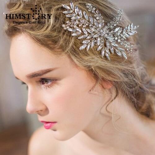 European Style Handmade Sparkling Crystal Silver Hairpin Wedding Branch Hair Ornaments Bridal Headpiece Women Jewelry