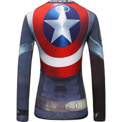 Factory Hot Sale Female Compression Women Long Sleeve Tshirt 3D Comicis Funny Women Tights