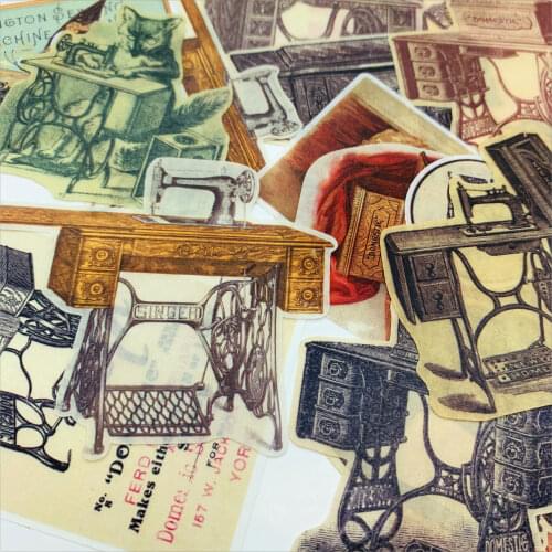 Vintage Sewing Machine Sticker DIY Scrapbooking Junk journal TN Bottom Collage Phone Diary Gift Sealing Decoration Sticker
