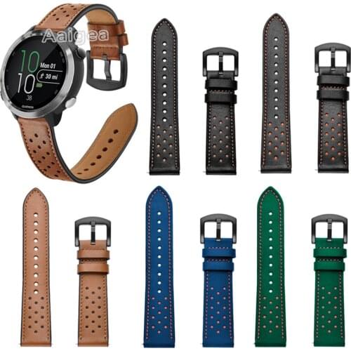 PU Leather Watch Band Strap for Garmin Forerunner 645 Music 245 245M Replacement Wrist band strap 20mm Leather Bracelet Unisex