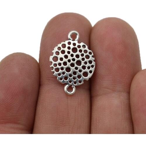 JAKONGO 20pcs Antique Silver Plated Round Flower Connector for Jewelry Making Bracelet DIY Accessories 15mm