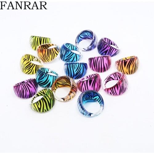Wholesale 20pcs color zebra Animal skin stripes kids Rings Children oval ring for Girl Dress up Party Gift Jewelry