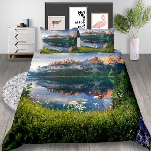 Thumbedding Nature Bedding Set King Size Fresh Lifelike Soft 3D Duvet Cover Landscape Queen Twin Full Single Double Bed Set