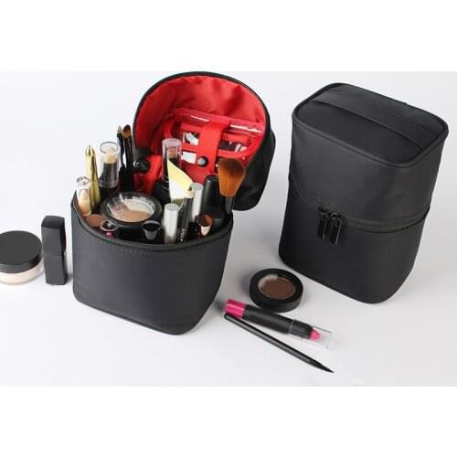 Women Barrel-shaped Cosmetic Bag Make Up Case Zipper Beauty Wash Box Toiletry Organizer Beautician Necessary Travel Accessories