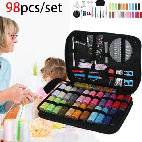 98pcs Sewing Kits DIY Multi-function Sewing Box Set for Hand Quilting Stitching Embroidery Thread Sewing Accessories