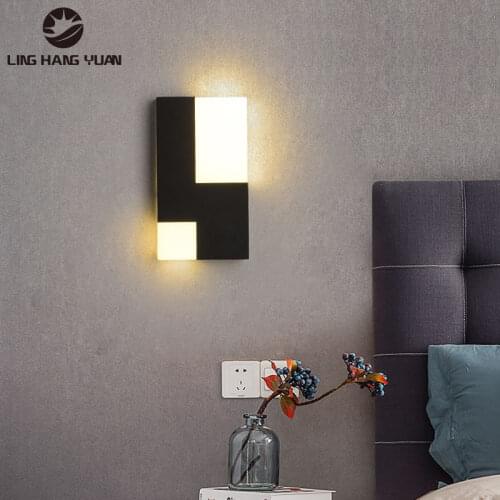 Rectangle 12W Sonces Wall Lamp Modern Led Wall Light For Living room Bedrom Bedside light Mirror Light Led Wall Black White Lamp