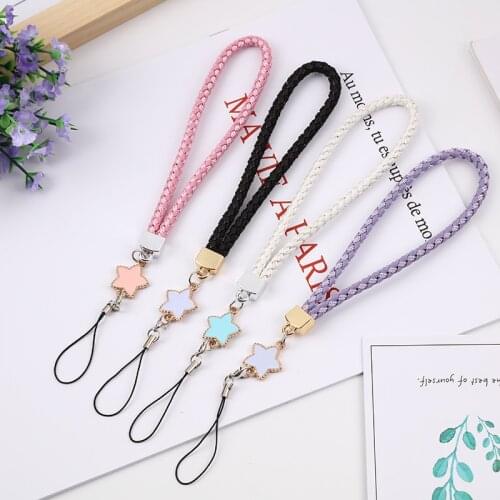 New Mobile Phone Strap PU Leather Phone Charm Star Shape Pendant Fashion Phone Case Hanging Cord For Women Keychain Accessories