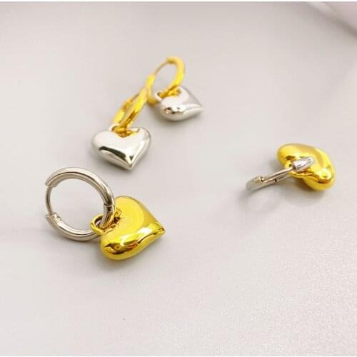 New Fashion Peach Heart Earrings For Women Pendant Earclip Contrast Color Gold Silver INS Tide Temperament Jewelry Wedding Gift