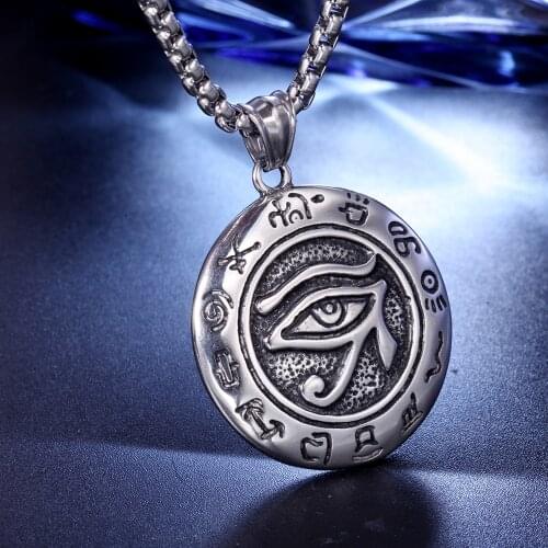 2021 New Design Demon Evil Eye Pendant Punk Mens Pendant Necklace Vintage Amulet Luck Stainless Steel Jewelry For Men Boy Gift
