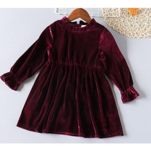 Autumn and Winter Long sleeve princess dress for kids Pretty Velvet dress Warm and soft Birthday princess dress