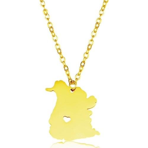 New Brunswick Map Necklace Gold Silver Color Stainless Steel Brunswick Map Heart Pendant Necklace Map Memorial Jewellery