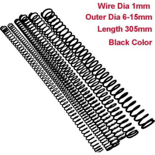 1PCS Black Y Type Spring Manganese Steel Pressure Spring Wire Dia 1mm Outer Dia 6-15mm Length 305mm