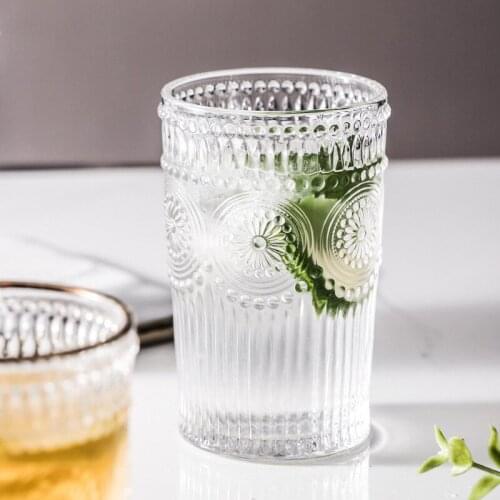 Retro Glass Coffee Cup Water Cup Wine Milk Whisky Tea Water Mug Reusable Lemon Juice Cup Drinkware Tea Mugs Home Bar Accessorie