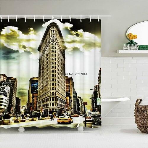 Retro Paris Tower Printed Shower Curtains vintage Style Old Building Waterproof Fabric Bathroom Bath Shower Curtain with Hooks