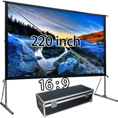 HD 220inch 16:9 Projector Screens Fast Folding Quick Start Front Projection Screen Fabric With Frame Case For Outdoor Cinema
