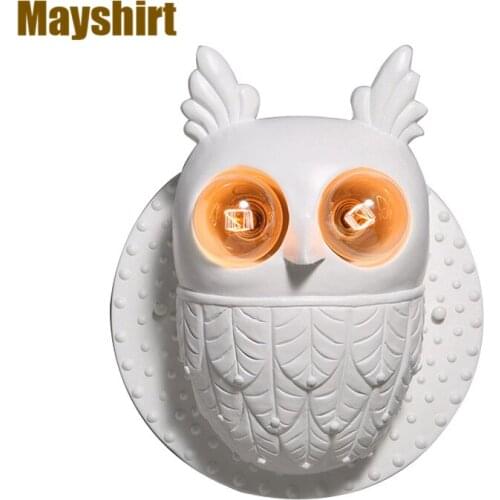 Modern Resin Owl Wall Light Living Room Art Decor Wall Lamp Children Room Lamps Bedroom Home Decor Dining Led Light Fixtures