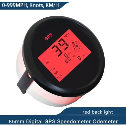 Universal 85mm Digital GPS Speedometer 0-999 knots km/h mph Odometer 12V/24V With Backlight