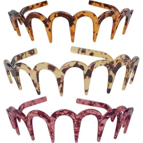 Stable Brown Acrylic Sharks Tooth Hair Comb Headband For Women Hair Jewelry