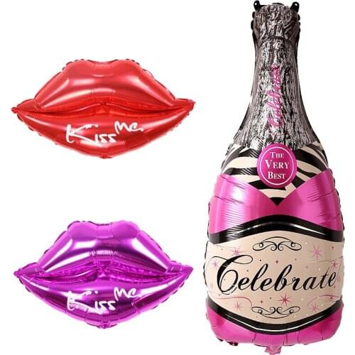 1Pc/Set Red Lips Champagne Aluminum Foil Balloons Birthday Decorations Balloons Baby Shower Kids Toys Balloons Party Decorations