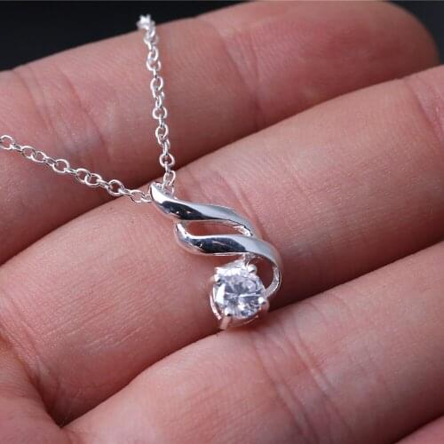 WQQCR New Arrival Europe Style Women Girl Gift Cubic Zircon Pendant Necklace 925 Sterling Silver Chain Jewelry Free Shipping