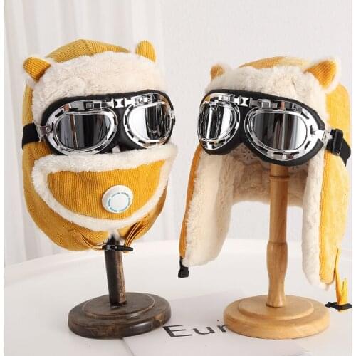 Women Russian Hat Trapper Bomber Warm Trooper Ear Flaps Winter Ski Trooper Trapper Cold Anti Snow Hats with Glasses