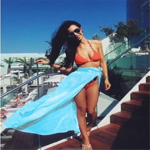 Hirigin Women Chiffon Swimwear Bikini Set Cover Up Beach Maxi Wrap Skirt Floor-Length Sarong Skirt Multiple Colors to Choose
