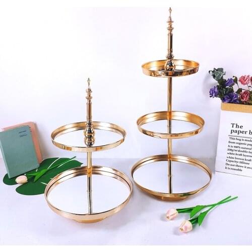 1 pcs 2 &3 tiers cupcake plate Mirror Decorative Cosmetics Storage Box Tray Wedding Home Decoration Rack Storage Box