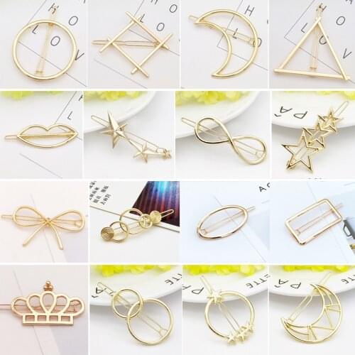1PC Fashion Metal Triangle Moon Animal Girls Hair Pins Elegant Barrettes Sweet Hair Grips Womens Hair Accessories HeadWear