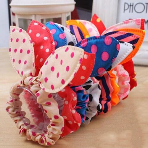 High quality 100pcs Rabbit Ears Hair Band Children Hair Accessories Kids Ponytail Elastic Hair Band for Women Girls Rubber Band