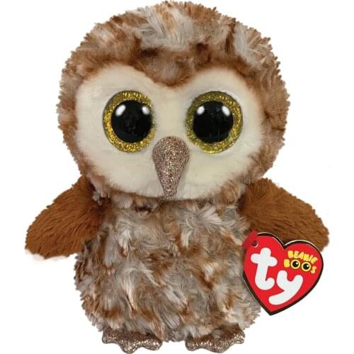 15CM Ty Beanie Big Shiny Eyes Brown Owl Golden Mouth Soft Plush Stuffed Pillow Animal Favorites Doll Toy Child Birthday Gift