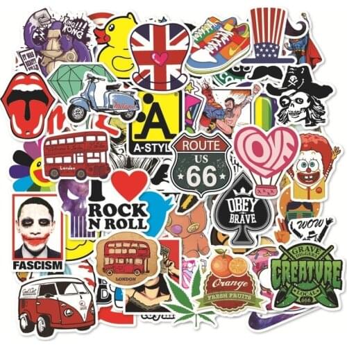 2Set = 200pcs Do Not Repeat European and American Style Card Stickers PVC Waterproof Graffiti Trolley Case Stickers
