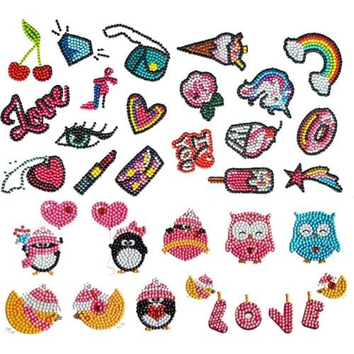 28Pcs 5D Diamond Painting Stickers Kits Digital Diamond Paint Creative DIY Art Craft Numbers Diamonds for Kids and Beginners