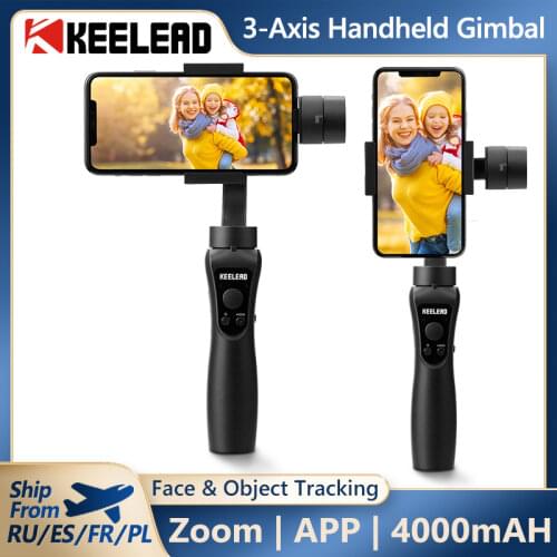 KEELEAD 3-Axis Handheld Gimbal Stabilizer Focus Pull & Zoom for Smartphone Phone Action Camera Video Record Vlog Live