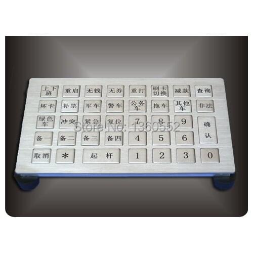 38 keys metal keypad with numbers and letters for gas station, parking vending machine, ticket kiosk,metal highway toll keyboard