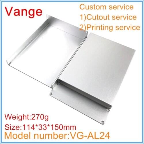 4pcs/lot sand blasting enclosure 6063-T5 Aluminum split profiles junction box 114*33*150mm silvery color for PCB equipment
