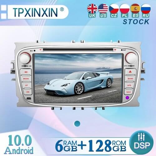 6+128GB For Ford Focus 2008-2011 Android 10 Radio Player Car GPS Navigation Head Unit Car Radio with Screen WIFI DSP CARPLAY
