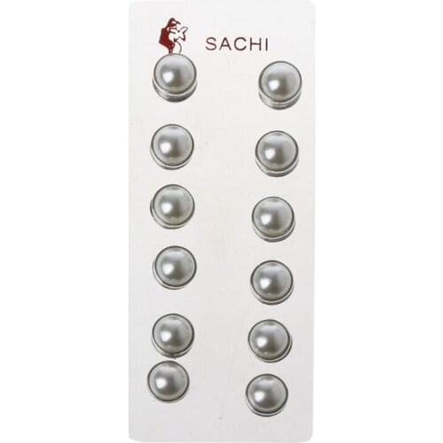 12 Pairs Muslim Magnetic Hemisphere White Faux Pearl Hijab Pins Abaya Clasp Brooch Fashion Shawl Scarf Pins Jewelry