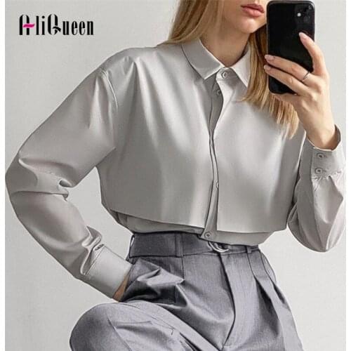 AliQueen Gray Blouses